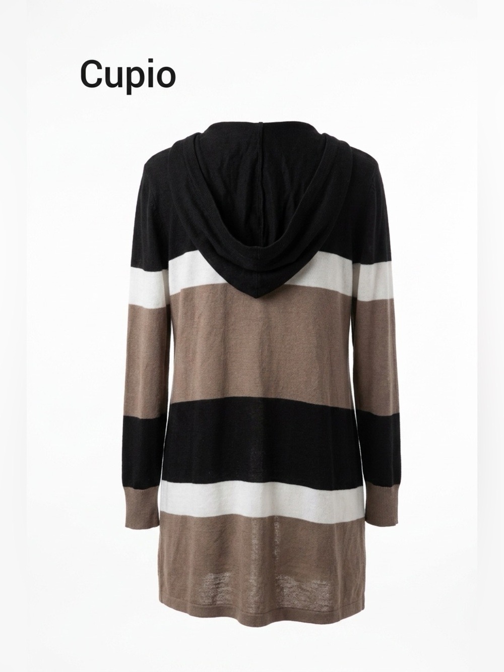 Black, Beige & Tan Cupio Hooded Cardigan NWTs (M) acrylic and cashmere blend. - Picture 4 of 9